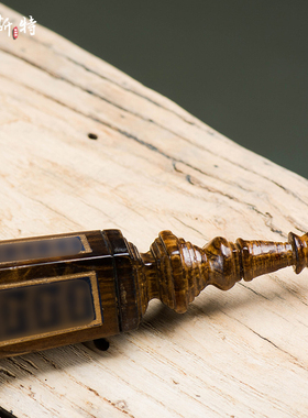 柏木高50cm手工木雕描金命柱