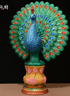 彩绘孔雀开屏玄关装饰品