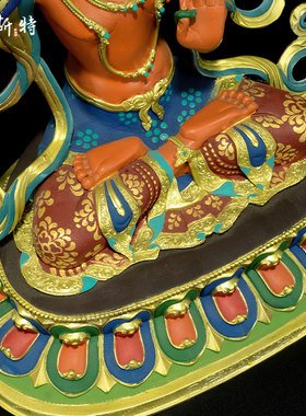 彩绘文殊菩萨铜像摆件