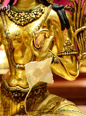 尼泊尔进口绿度母铜像摆件