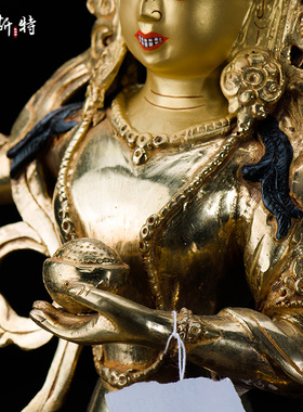 欧斯特鎏金尼泊尔手工铜像摆件