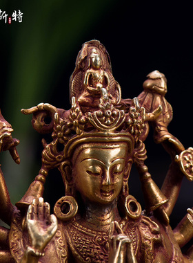 欧斯特准提铜像摆件尼泊尔鎏金