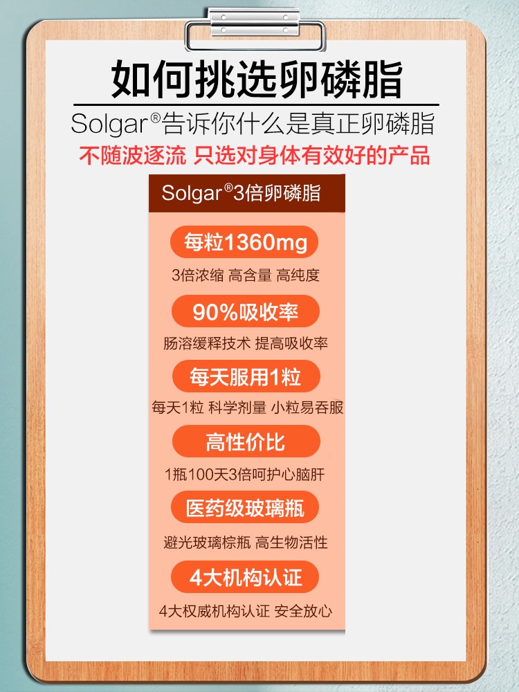 Solgar美国进口大豆卵磷脂软磷脂胶囊中老年成人血管健康保健品 - 图0