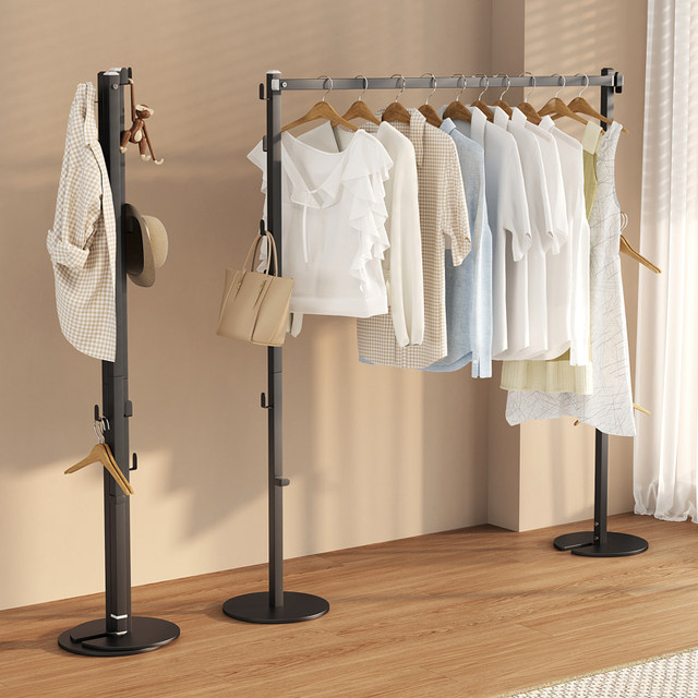 Clothes rack floor-standing folding single-bar clothes rack in bedroom ...