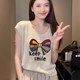 Sweet and spicy girl cute bow printed knitted vest