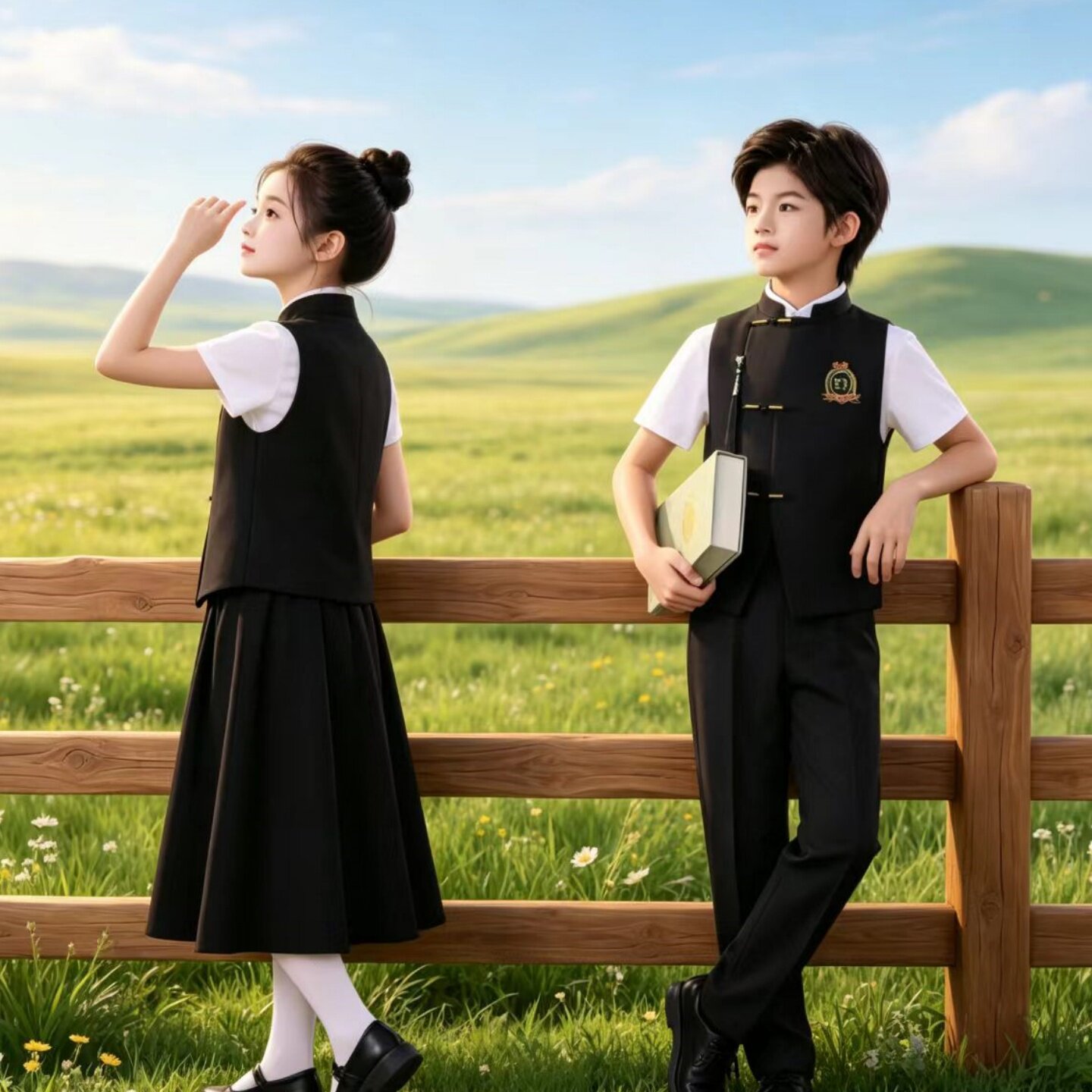 六一儿童合唱演出服新中式小学生班服男女大合唱团表演学院风校服
