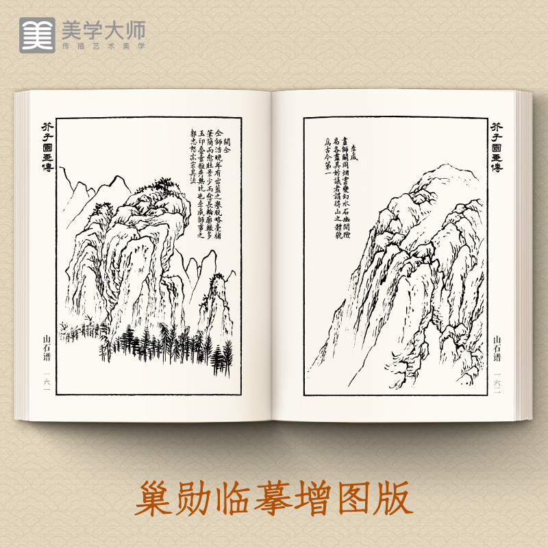 美学大师 芥子园画传山水谱王概著巢勋临摹增图黑白完整版介子园工笔国画入门技法草虫翎毛兰竹梅菊人物画谱实用教材书籍 - 图1