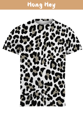 欧美夏日豹纹圆领短袖虎纹T恤男