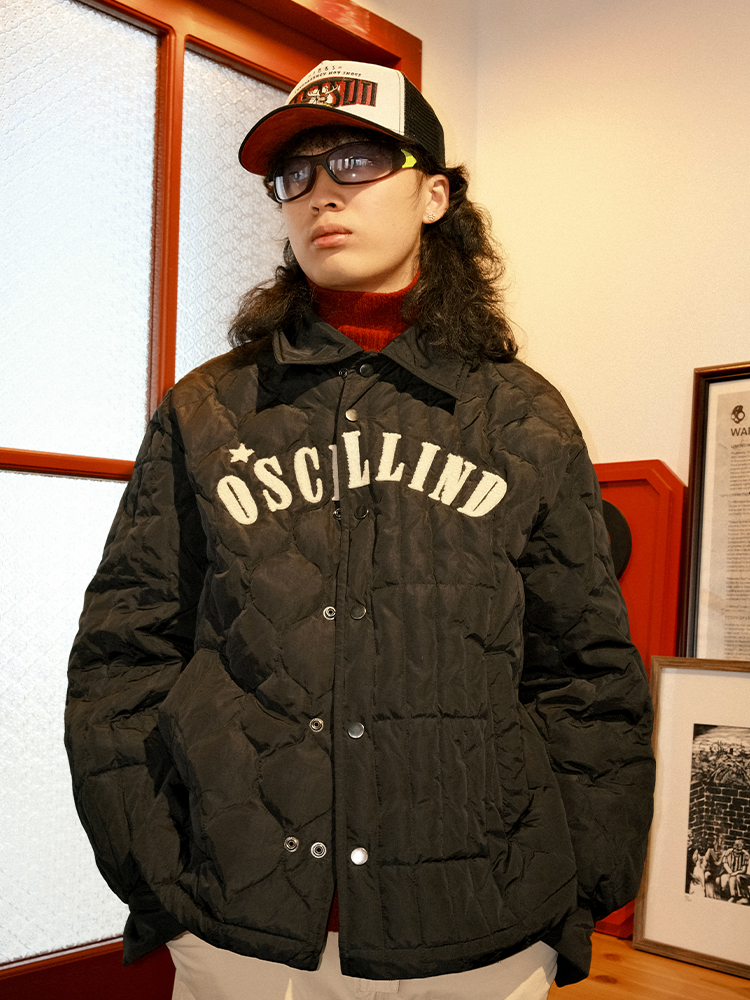 OSCill 衬衫廓形毛巾绣羽绒服 - 图1