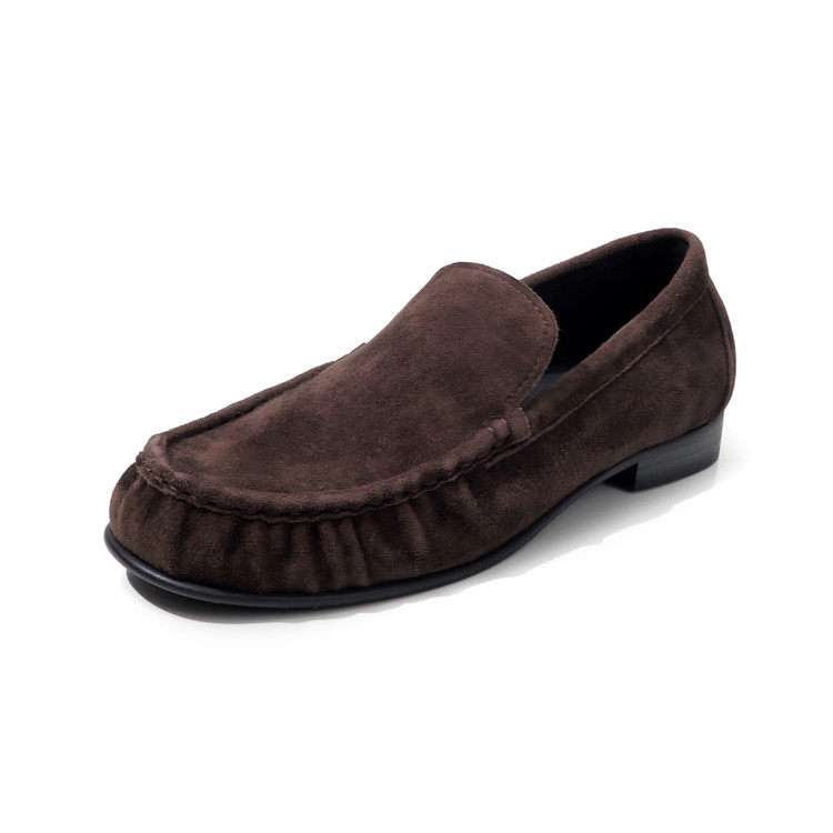 1.8cm休闲风时尚真皮乐福鞋女圆头一脚蹬平底单鞋舒适百搭豆豆鞋,淘宝优惠券,粉丝福利购,淘宝优惠卷