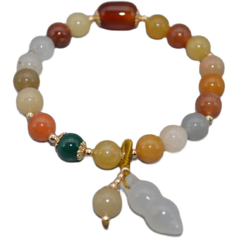 天然五彩石水晶玉葫芦吊坠手链_热品库_性价比省钱购