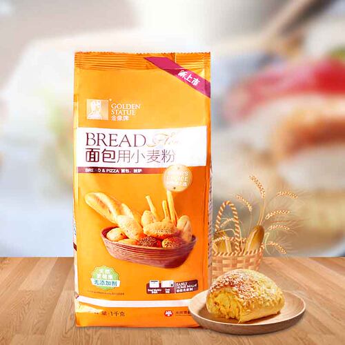 麦集阁 金像牌高筋面粉 面包粉小麦粉披萨高筋粉 面包机适用 1kg - 图0
