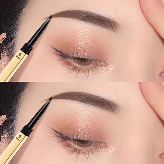 Small gold chopsticks double-headed eyebrow pencil waterproof and sweat-proof, long-lasting, non-fading, non-fading, fine head, extremely fine, natural, beginner women