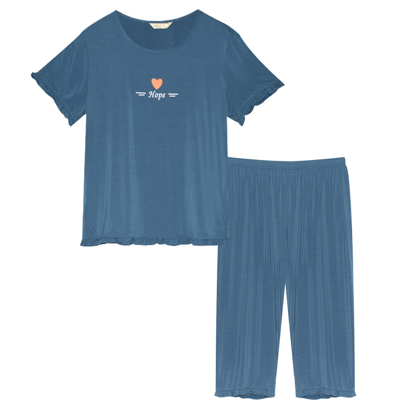 绮瑞情侣睡衣夏女莫代尔短袖七分裤套装男夏季棉绸薄款短裤家居服,淘宝优惠券,粉丝福利购,淘宝优惠卷