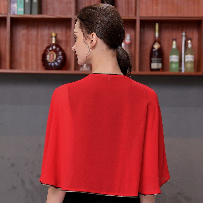 2021新款雪纺小披肩斗篷外搭薄旗袍 olnvcx短外套