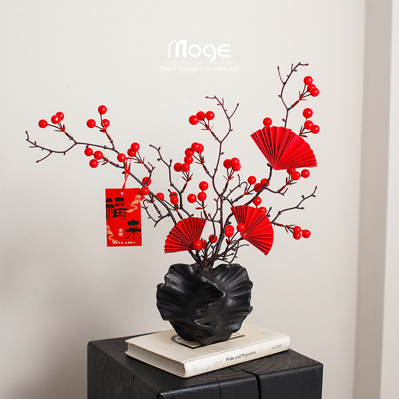 陌歌  2026年发财果红果仿真花假花新年氛围感年宵花桌面装饰摆件,淘宝优惠券,粉丝福利购,淘宝优惠卷