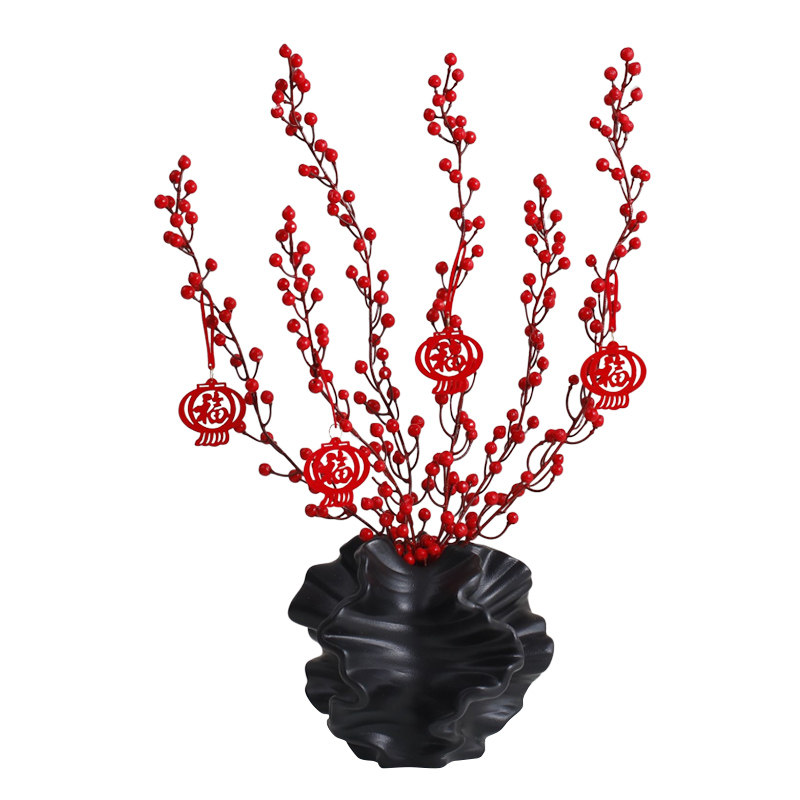 陌歌  2026年发财果红果仿真花假花新年氛围感年宵花桌面装饰摆件,淘宝优惠券,粉丝福利购,淘宝优惠卷