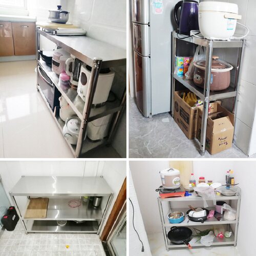 不锈钢置物架落地多层小货架厨房架子桌面分层家用小型矮收纳层架 - 图2