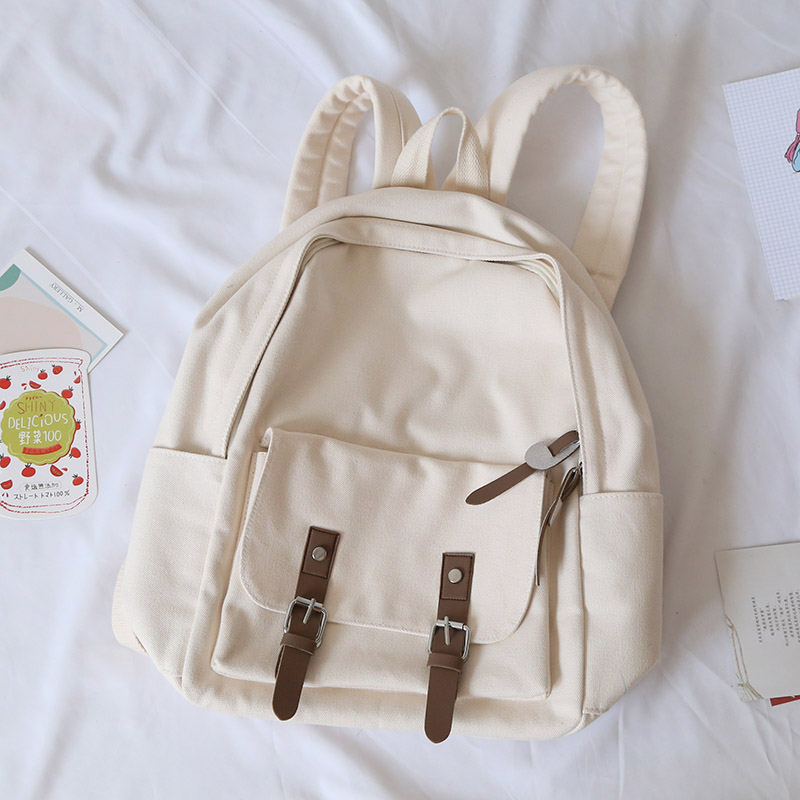 新品 日系学院帆布双肩包女书包简约纯色大学生背包女双肩百搭 NR 新品 日系学院帆布双肩包女书包简约纯色大学生背包女双肩百搭 NR