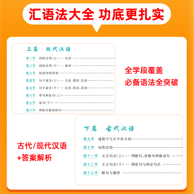 2024新版世纪金榜高中语文语法补习专项训练 高一高二高三语文现代汉语实词虚词古代汉语通假字文言句式训练高中教辅资料练习册 - 图0