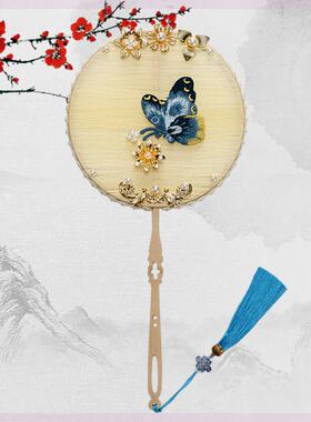 蚕丝扇子材料蚕丝扇骨架diy材料包蚕宝宝吐丝团扇框架骨手工自制