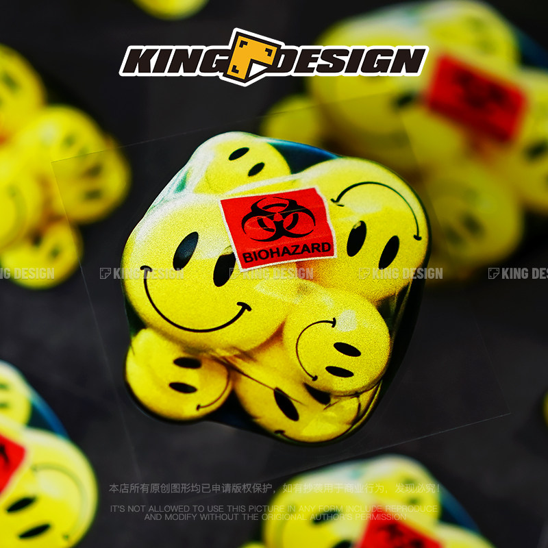 国王车贴 3D立体笑脸表情包贴纸 卡通个性微笑行李箱车窗反光贴画 - 图0