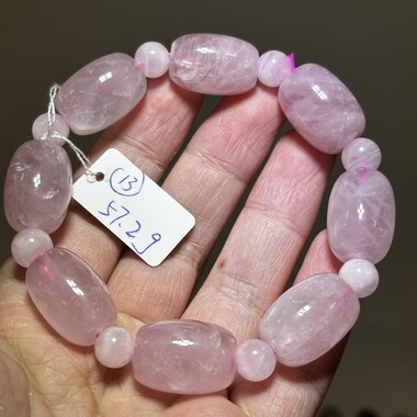 天然水晶粉晶手链女款桶珠路路通单圈粉晶手串饰品 一物一图