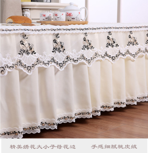 茶几桌布蕾丝长方形客厅家用防尘垫台布艺电视柜帘全包茶几布套罩 - 图0