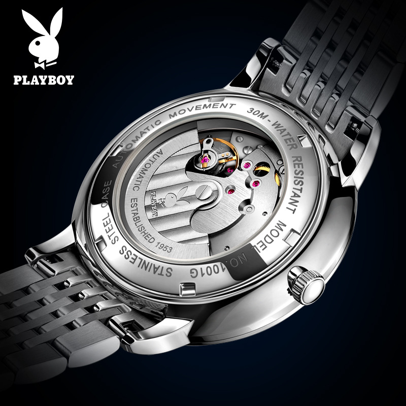 品牌全自动机械时尚简约商务男士手表防水男表精钢钢带国产腕表