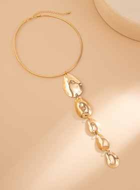 欧美夸张时尚铁片吊坠项链