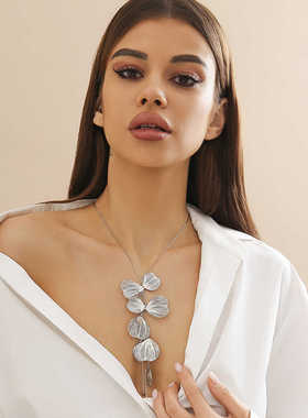 小众欧美银杏叶新款抽拉项圈饰品