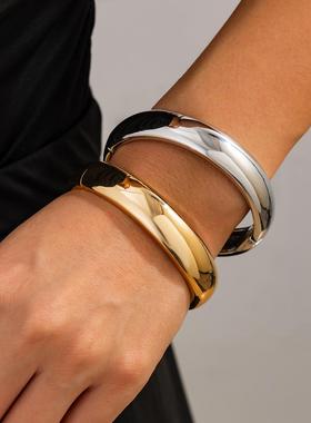 金属光面弧形手镯组合套装