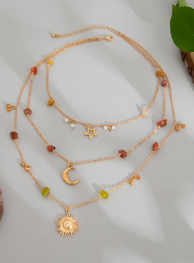 欧美跨境时尚不规则碎石项链