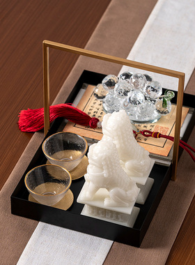 新中式样板间售楼处桌面摆件客厅茶几装饰品书房书桌创意饰品组合