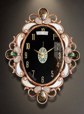 现代豪华欧式高级钟表大号静音石英挂钟客厅餐厅轻奢创意贝壳时钟