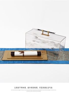 新中式水墨画毛笔架摆件创意现代书房客厅玄关售楼处软装饰品摆件