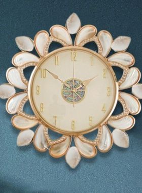 现代客厅贝壳挂钟创意时尚家用时钟静音石英钟欧式装饰艺术壁钟表