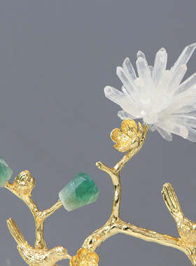 现代轻奢水晶绿萤石喜上眉梢鸿运当头发财树摆件客厅高级感装饰品