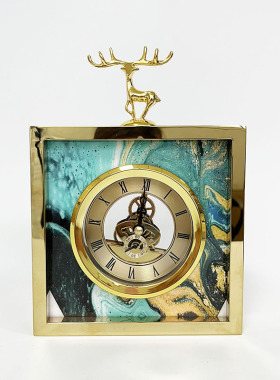 轻奢创意钟表摆件客厅桌面装饰品办公室书房酒柜电视柜家居小饰品