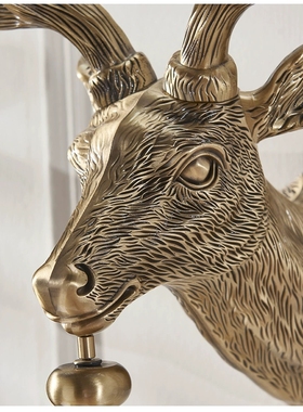 北欧客厅鹿头双面挂钟美式黄铜色静音钟表欧式创意两面钟静音机芯