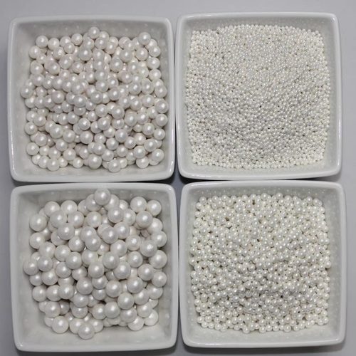 1cm大白珍珠糖食用烘焙装饰西点diy蛋糕围边点奶油彩糖珠500g包邮 - 图3