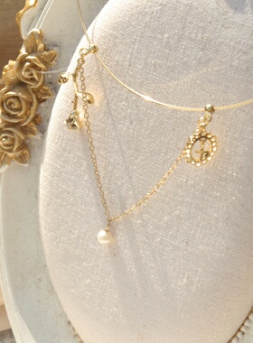 《小王子的玫瑰花》法式简约天然珍珠项圈设计感项链开口锁骨链