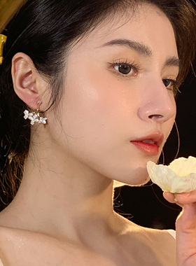 有点蓝森系女滴釉花朵耳环耳夹