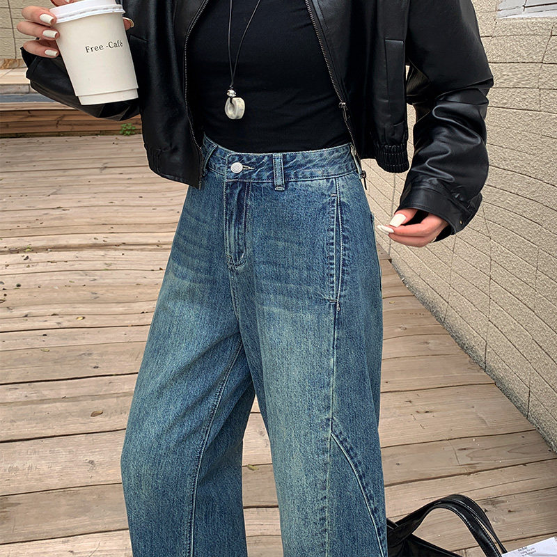 松弛感弯刀牛仔裤女九分2025秋冬宽松慵懒风梨形显瘦高腰阔腿裤子,淘宝优惠券,粉丝福利购,淘宝优惠卷
