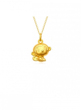 新款生肖猴吊坠黄金色小金猴项链