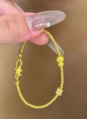 黄金色算盘珠手链珠中古精致镂空
