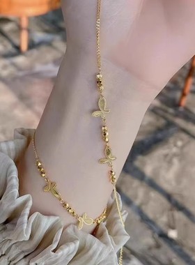 蝴蝶碎金拼接蹦迪手链小碎金子光