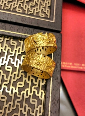 饕餮戒指男女款中式神话圣兽古法