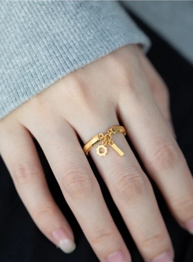 小红书同款lucky小太阳齿轮戒指