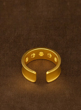 黄金色连绵戒指开口戒吉祥如意平